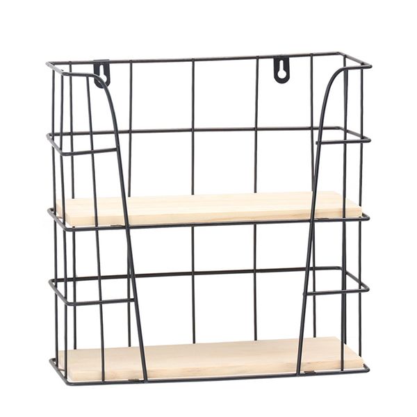 

home nordic style kitchen wall mount double layer wrought iron storage rack cafe
