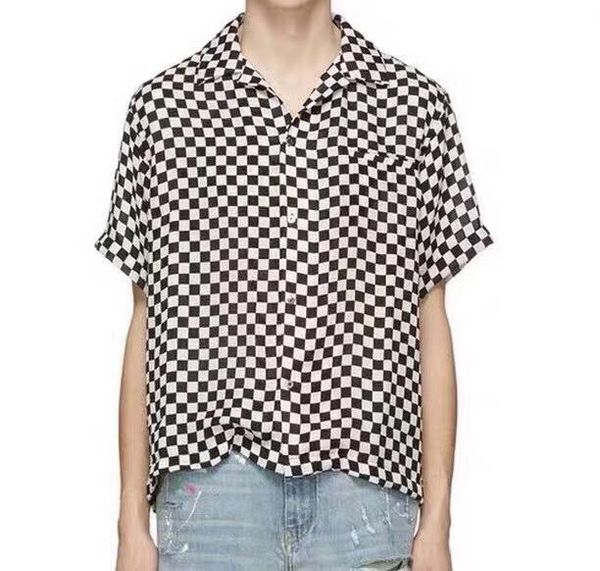 

19ss european tee high street retro style black and white plaid short sleeve couples women men's designer t-shirt hfkytx017, White;black