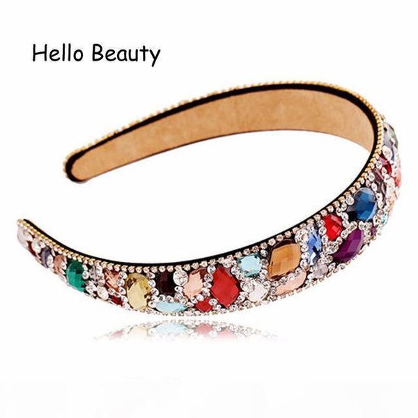 

hair jewelry fashion new luxurious korean hair accessories wide blue crystal diamante hairbands rhinestone headbands for women jewelry, White;golden