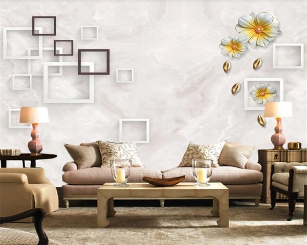 

3d flower wallpaper european modern embossed flower box tv background wall living room bedroom wallcovering hd wallpaper