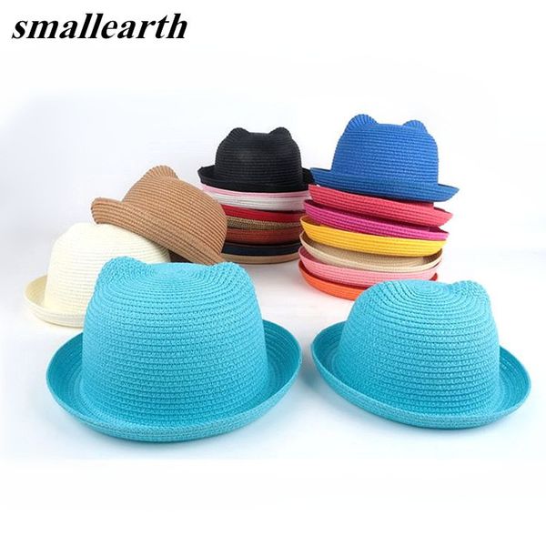 

родитель-ребенок straw hat дети мультфильм ear cap летние путешествия девочка мальчик родитель пикника кемпинг вс cap женщины мужчины пляж п, Yellow