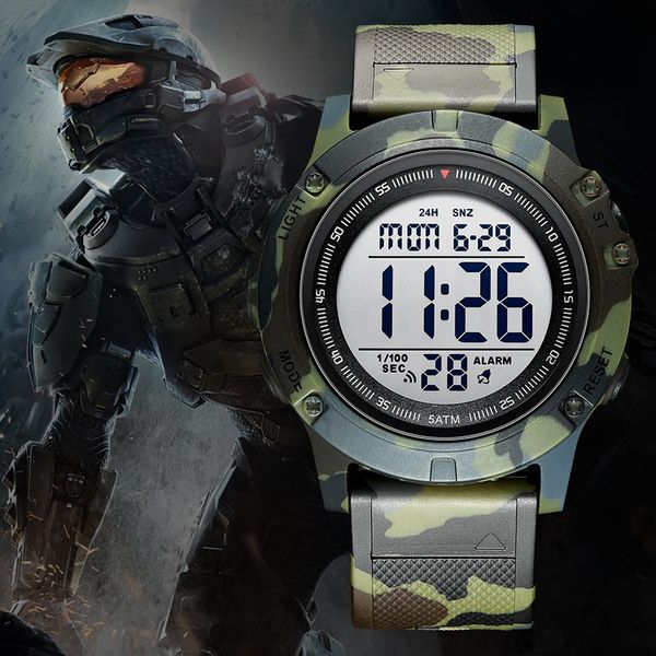 

new goldenhour digital watch men fashion waterproof sport watches mens led alarm male clock outdoor relogio masculino, Slivery;brown