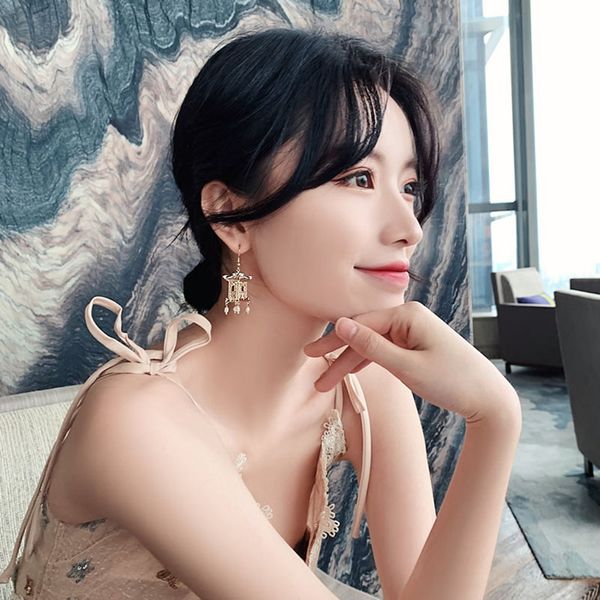 

ink pavilion romantic jiangnan summer earrings female elegant chic pearl tassel earrings ins fairy charming ageing, Silver