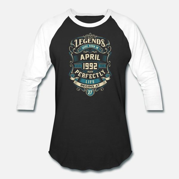 

retro vintage april 1992 birthday t shirt men printed 100% cotton crew neck cool famous basic summer original shirt, White;black