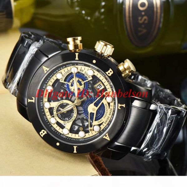 

luxusuhr mens watches skeleton dial quartz movement watches stainless steel case black metal strap reloj de lujo, Slivery;brown