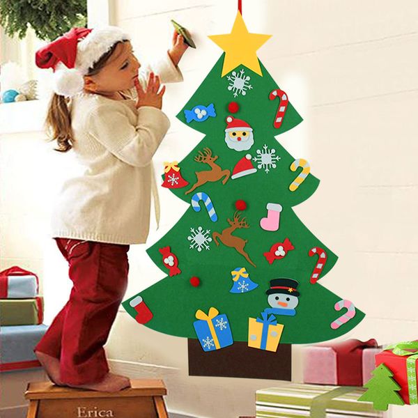 

kids diy felt christmas tree with ornaments children new year gifts for christmas door wall hanging decoration