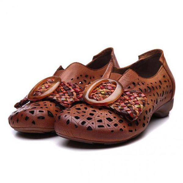 

yourseason 2020 new summer female retro sandals casual floral shallow flat with hollow genuine leather women shoes office lady, Black