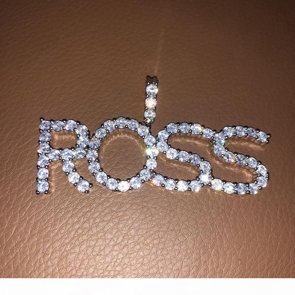 

a-z custom name tennis chain letters necklaces pendant charm men zircon hip hop jewelry with 3mm rope chain, Silver