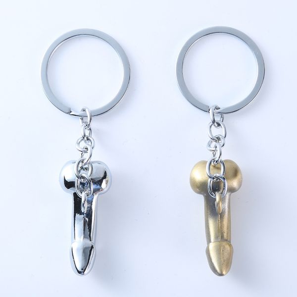 

man cock keychain car key rings male genitalia toy car key chain creative gift for lover auto keyring motorcycle keyfob, Silver