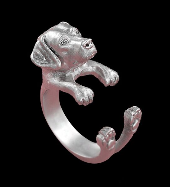 

1pcs adjustable retro labrador ring size hippie animal labrador dog ring jewelry for pet lovers, Golden;silver