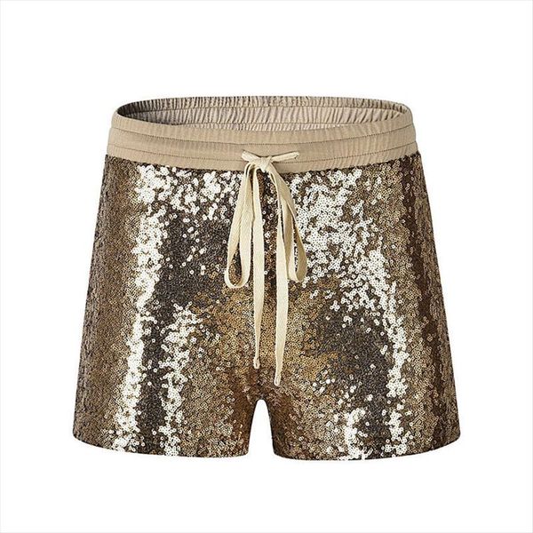 

2018 new fashion women shorts summer casual loose golden sequins shorts stylish female high waist short trousers, White;black