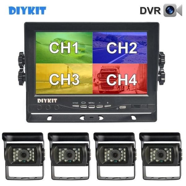 

diykit ahd 7" 4 split quad ips car hd monitor 1300000 pixels ahd rear view led camera waterproof with sd card video recording car dvr