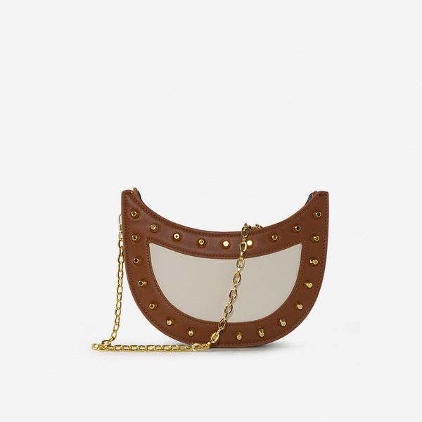 

rivet saddle golden chains mini crossbody bags for women messenger bag shoulder bag women purses designer handbags