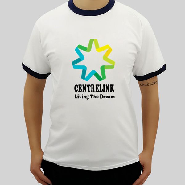 

centrelink living the dream funny aussie straya bogan colour logo black t-shirt summer t shirt raglan tees