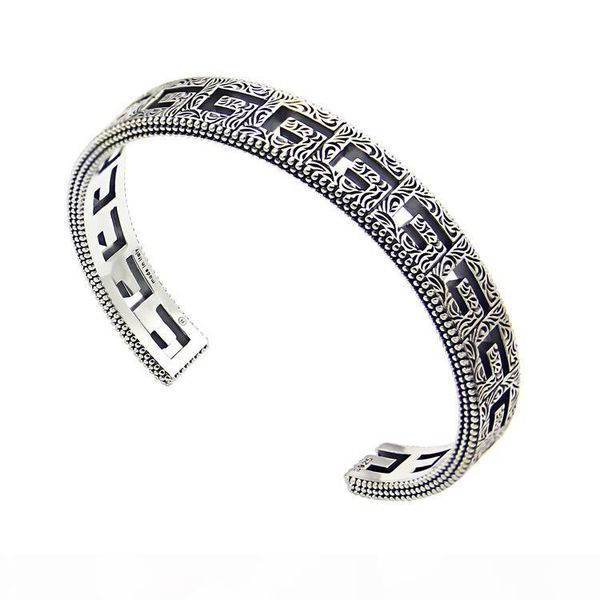 

2020 new titanium steel jewelry openwork design opening men bangles lovers square g-shaped arabic engraved design bracelet, Black