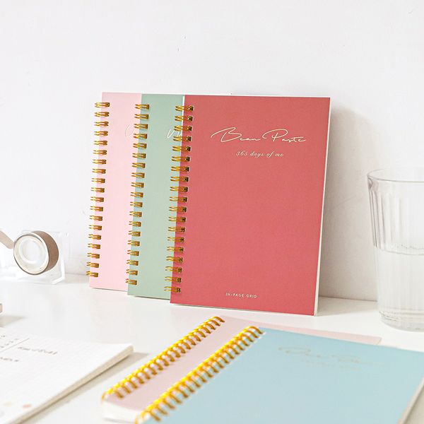 

jianwu simple exquisite coil notebook fresh student writing notebook work simple journal diary planner stationery back to school, Purple;pink