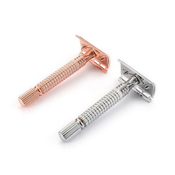 

shaver double-sided razor blade holder men's old fashioned razor real metal double-layer razor rack t-shaped silver and golden two colo