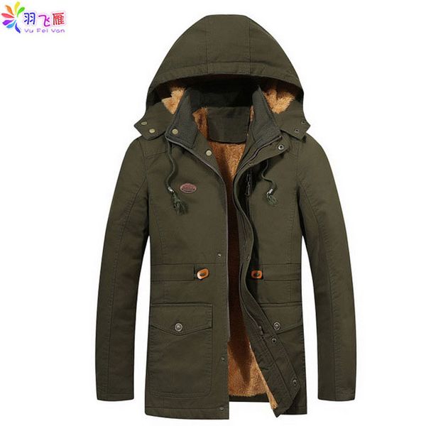 

winter jacket men hooded casual thick mens parka coat fleece solid color army green hooded mens windbreaker jackets casacos, Black