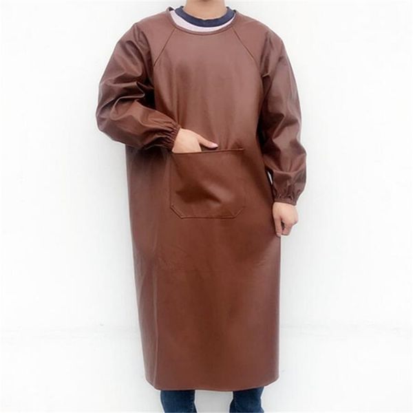 

длинные рукава кожа кулинария выпечка фартуки водонепроницаемая масло proof кухня ресторан фартуки женщины человек домашняя кухня
