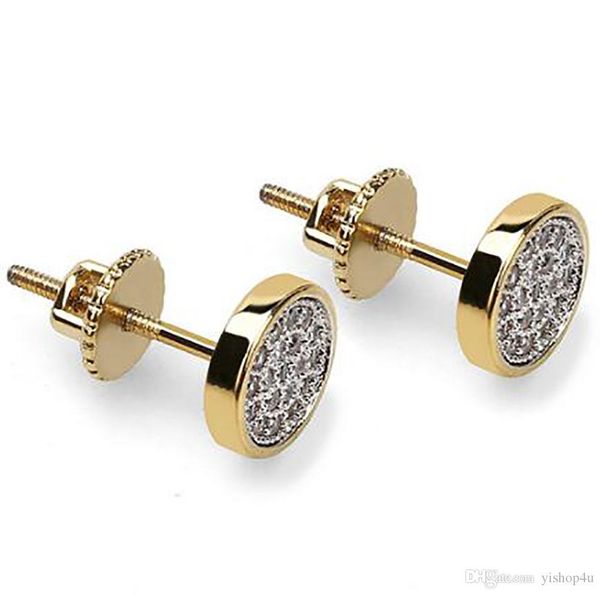 

14mm gold jumbo circle cz iced out bling bling earrings earring 1 pair micro pave cubic zircon earring men women fashion jewelry, Golden;silver
