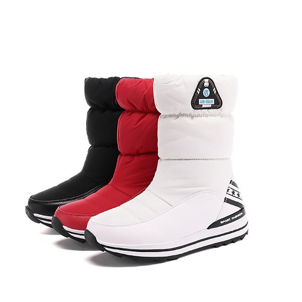 

winter new children's boots down snow boots children's flat bottom tube wool women's waterproof plush cotton, Black