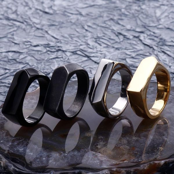 

wholesale retro men ring black gold stainless steel mens jewellery rings accessories 6mm band gifts for him waterproof jewelry, Golden;silver