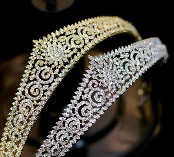 

2020 new design tiaras bridal headpiece bride jewelry queen crowns tocado novia wedding hair accessories00, White;golden