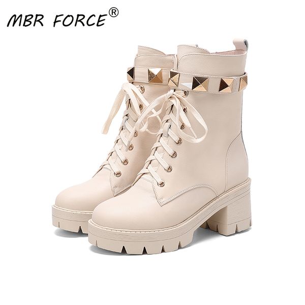 

mbr force rivet decoration cool fashion shoes ankle boots booties female ladies high heels for women thick bottom boots girls, Black
