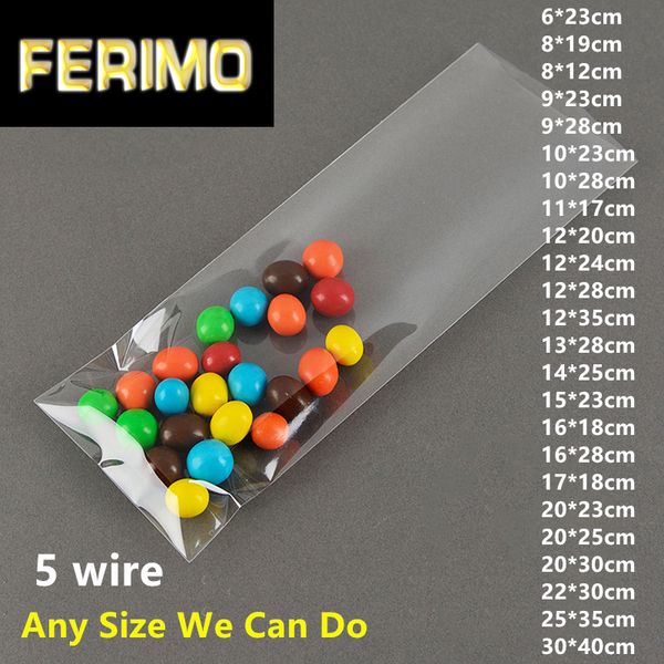 

lbsisi life transparent plastic bag for candy cookie bread chocolate bean clear open flat opp pen gift packaging bags