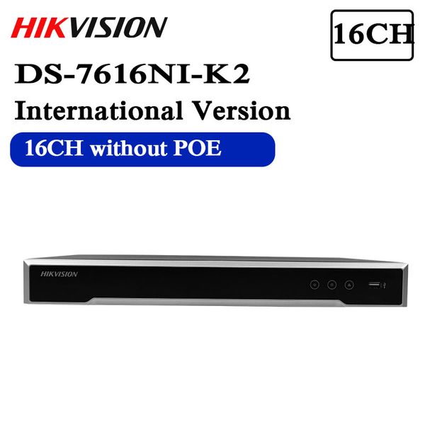

kits hikvision ds-7616ni-k2 16ch max supports 8mp ipc 4k h.265 nvr english version network digital video recorder, Black;white
