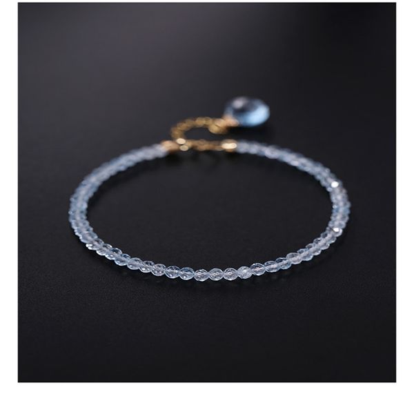 

daimi sky blue z bracelet female gemstones genuine 18k gold jewelry, Golden;silver
