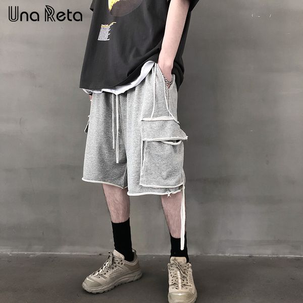 

men's shorts una reta arrivals summer sweatpants casual hip hop black harajuku cargo jogger man streetwear, White;black