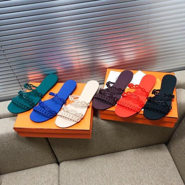 

three-band chain jelly slippers pvc slides summer beach shoes woman concise ladies women shoes outside flats zapatos de mujer, Black