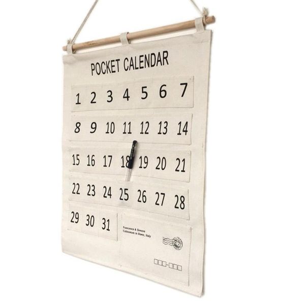 

office mini pocket hanging bag multi pouches lightweight wall decor space saving home storage cotton linen organizer calendar