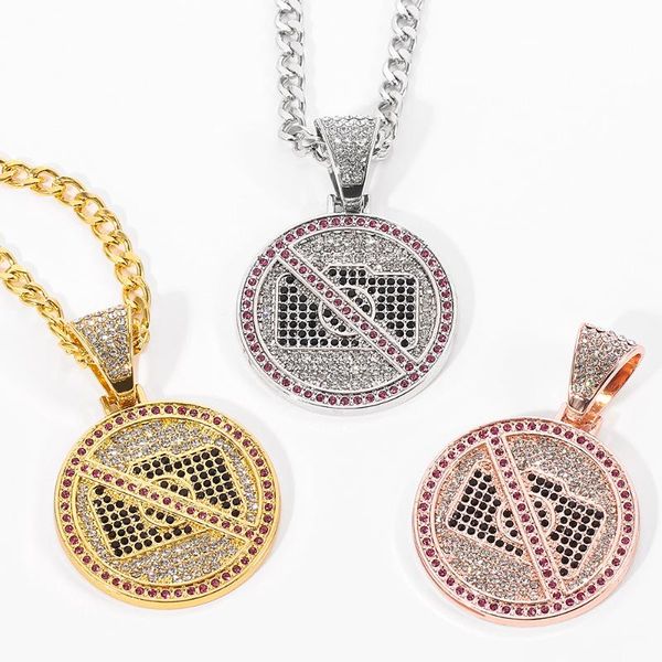 

no pgraphy sign gold silver color pendant & necklace gold silver color iced out cubic zircon hip hop jewelry