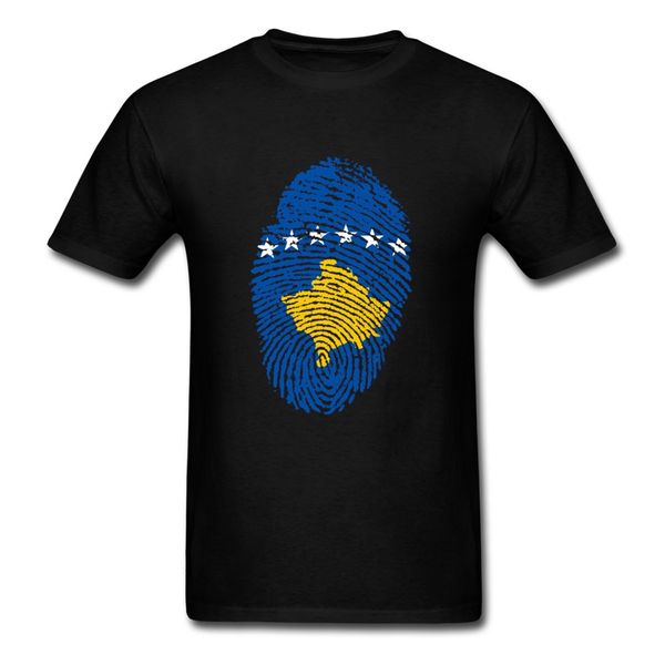 

personality men's t shirts funniest kosovo flag fingerprint short sleeved 100% cotton crew neck t shirt for teenage tee shirt