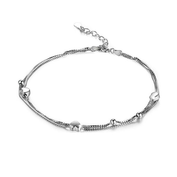 

heart 925 sterling silver anklets for women female ladies ankle chain foot bracelet on the leg silver fine jewelry party gift, Red;blue