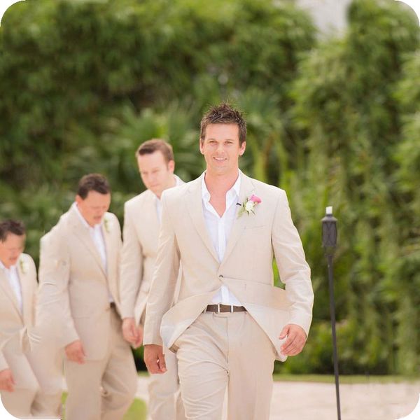 

men's suits & blazers summer linen beige men beach wedding for man bridegroom groomsmen wear tuxedos prom terno blazer masculino 2 piec, White;black