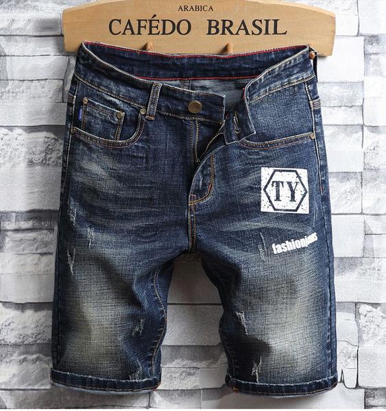 

men light blue denim shorts new fashion summer men straight casual short jeans cotton blue jeans size 40