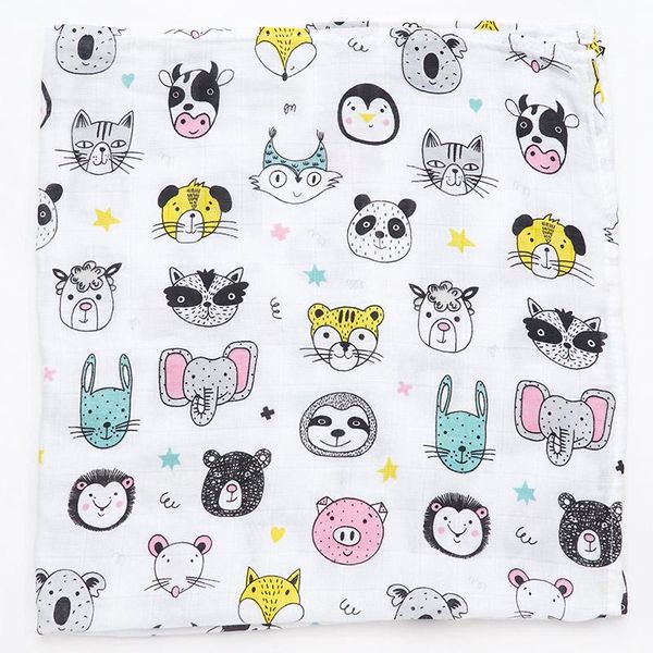 

cartoon print cotton 6060 newborn blanket burp animal wrap baby cloths soft stuff scarf bamboo handkerchief bibs multi function efcad
