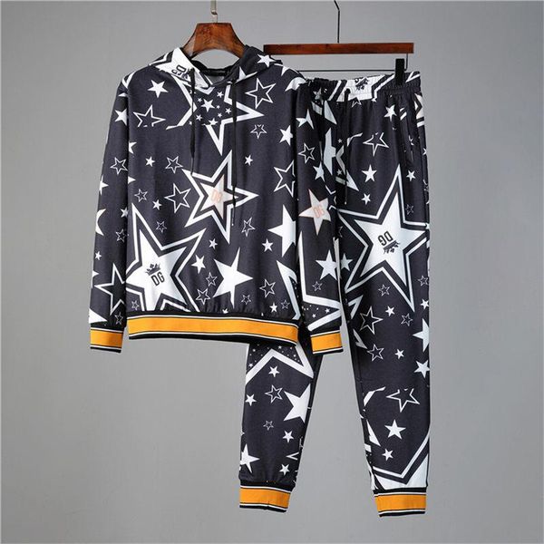 

male winter designers tracksuits hooded sweatshirt jogging suits men fashion flower star cotton pullover tracksuits luxury sportswear sets, Gray