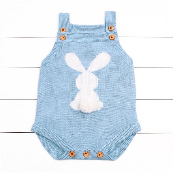 

newborn baby bodysuits adorable rabbit pattern girl boy knit jumpsuits toddler infant funny onsie fall spring outerwear clothes, Blue