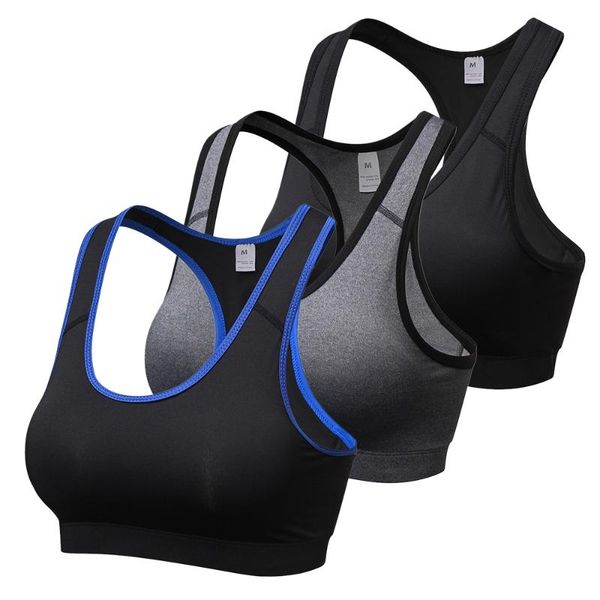 

3 pack set women padded racerback quick dry padded sports bra gym fitness workout running bra activewear running yoga, White;black