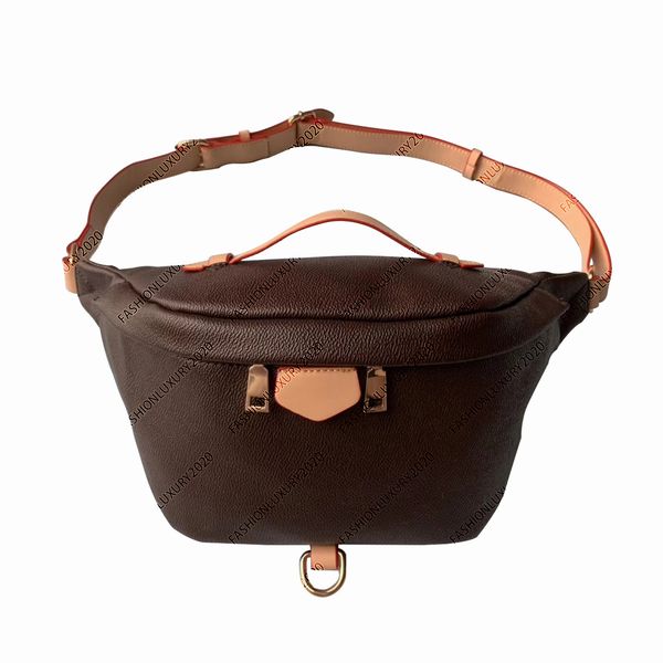 

fashion pu leather brown flower handbags women bags canvas fanny packs waist bags handbag lady belt chest bag 37cm