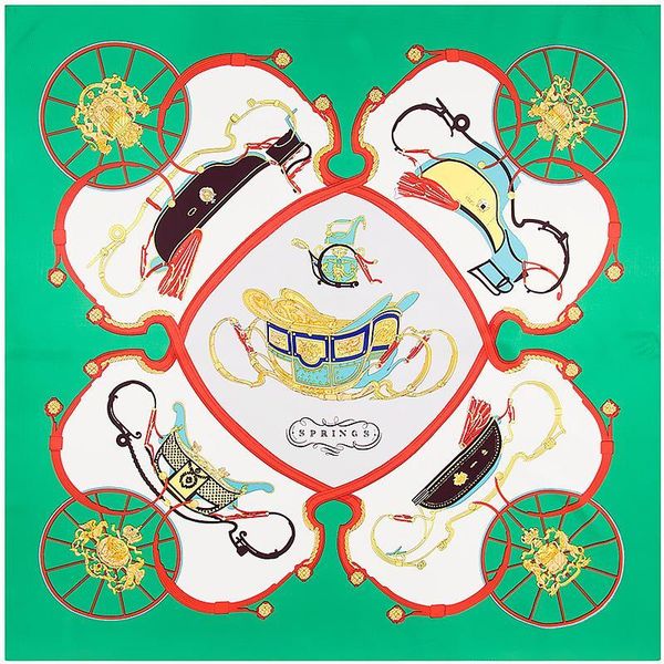 

women saddle print silk scarf carriage green neck bandanna shawl foulard femme echarpe large square twill scarves, Blue;gray