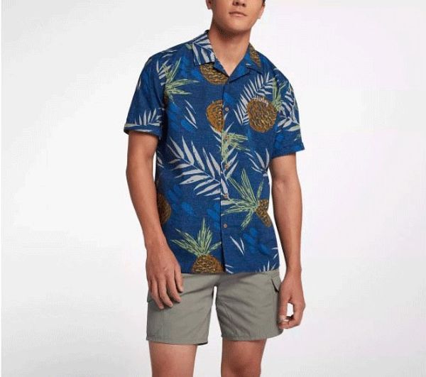 

men's casual shirts blue floral blouse men cotton printed short sleeve hawaiian shirt beach clothes pineapple leaf summer big plus size, White;black