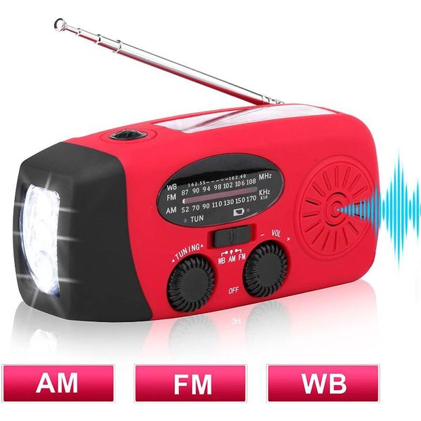 

solar radio emergency radio am/fm/wb weather hand crank with 3 led 1000 mah as a phone power bank