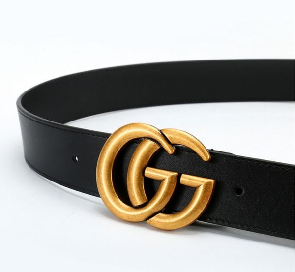 

мода пояса мужчины воловьей кожи женщин пояса женские ремни твердый гладкий большой золотой пряжкой ширина 2.0 / 3.4 / 3.8cm с коробкой, Black;brown