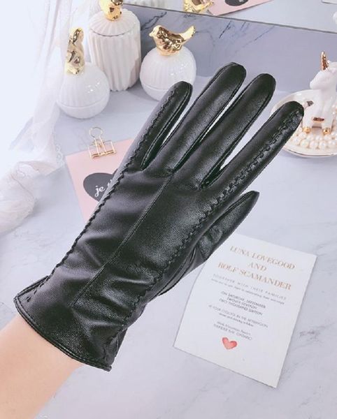 

women winter pu leather gloves touch screen gloves women thicken warm black leather, Blue;gray