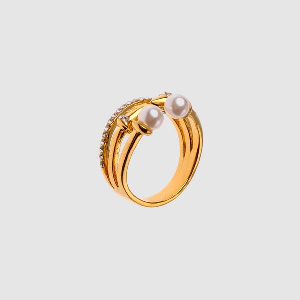 

amorita boutique fashion pearls adorn ring side ring, Golden;silver